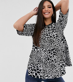 Монохромная свободная футболка с жирафовым принтом ASOS DESIGN Tall-Мульти