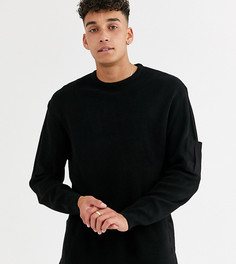 Черный джемпер в рубчик со вставками ASOS DESIGN tall