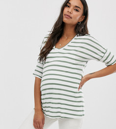 Футболка в полоску с V-образным вырезом ASOS DESIGN Maternity-Мульти