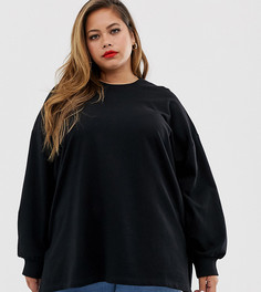 Черный легкий oversize-свитшот с разрезами по бокам ASOS DESIGN Curve