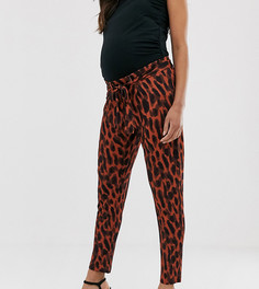 Брюки с посадкой под животом и звериным принтом ASOS DESIGN Maternity-Мульти