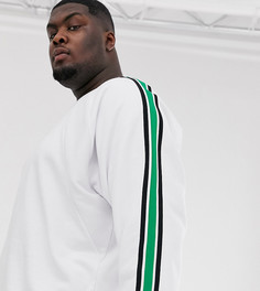 Белый oversize-свитшот с трикотажными полосками и вставкой в рубчик ASOS DESIGN Plus