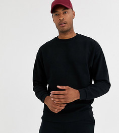 Черный oversize-свитшот в рубчик ASOS DESIGN Tall