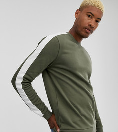 Свитшот цвета хаки с полосками ASOS DESIGN Tall-Зеленый