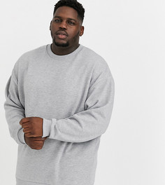 Серый меланжевый длинный oversize-свитшот ASOS DESIGN Plus