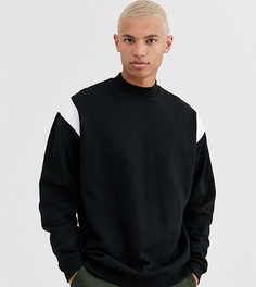 Oversize-свитшот с высоким воротником и вставками ASOS DESIGN Tall-Черный