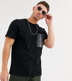 Черная футболка со змеиным принтом на кармане Only & Sons-Черный