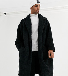 Черное плюшевое oversized-пальто ASOS DESIGN Tall-Черный