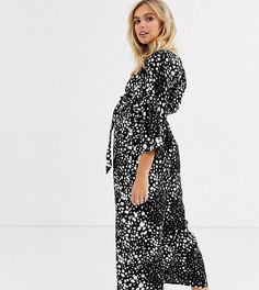 Черный комбинезон со звериным принтом и поясом ASOS DESIGN Maternity-Мульти