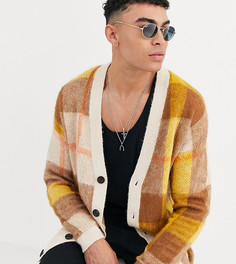 Свободный кардиган в бежевую меланжевую клетку ASOS DESIGN Tall-Бежевый