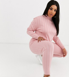 Розовые леггинсы в рубчик Missguided Plus-Розовый