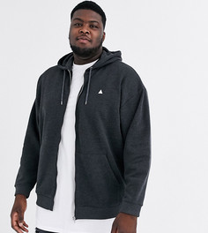 Темно-серый худи свободного кроя на молнии ASOS DESIGN Plus