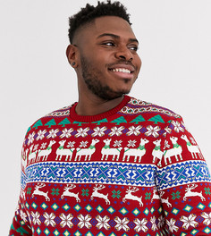 Новогодний джемпер ASOS DESIGN Plus-Красный