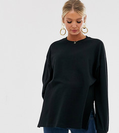Очень свободный легкий свитшот черного цвета с разрезами ASOS DESIGN Maternity-Черный