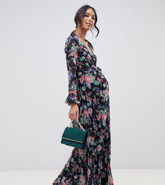 Платье макси с оборками, цветочным принтом и запахом ASOS DESIGN Maternity-Мульти