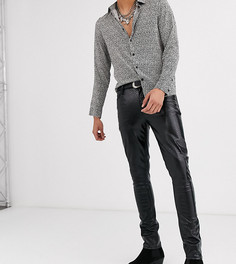 Черные джинсы скинни из искусственной кожи с покрытием ASOS DESIGN Tall-Черный