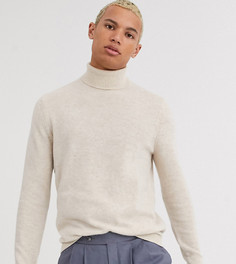Джемпер-водолазка из овечьей шерсти овсяного цвета ASOS DESIGN Tall-Бежевый