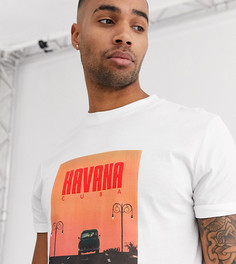 Футболка с отворотами на рукавах и фотопринтом ASOS DESIGN Tall-Белый