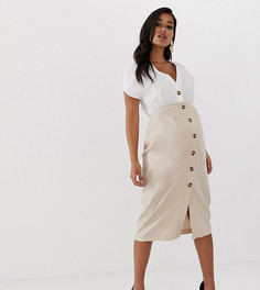 Платье миди из хлопка и льна с пуговицами ASOS DESIGN Maternity-Мульти