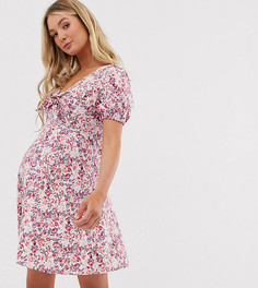 Чайное платье мини с завязкой и цветочным принтом ASOS DESIGN Maternity-Мульти