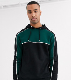 Худи со вставками и окантовкой ASOS DESIGN Tall-Черный