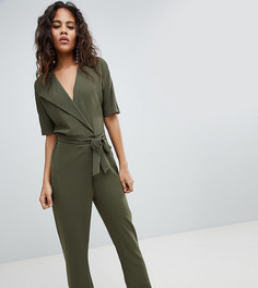 Комбинезон с запахом и поясом ASOS DESIGN Tall-Зеленый