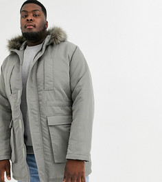 Серая парка с подкладкой из искусственного меха ASOS DESIGN Plus-Серый