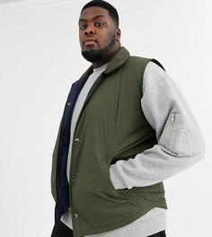 Дутый жилет цвета хаки ASOS DESIGN Plus-Зеленый