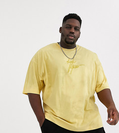 Oversize-футболка с принтом тай-дай и вышитым логотипом "Dark Future" ASOS DESIGN Plus-Желтый