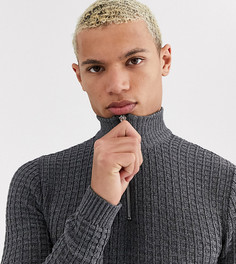 Темно-серый фактурный джемпер с короткой молнией ASOS DESIGN Tall