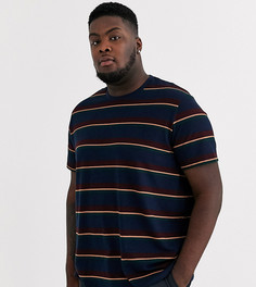 Темно-синяя футболка в полоску Burton Menswear Big & Tall-Темно-синий