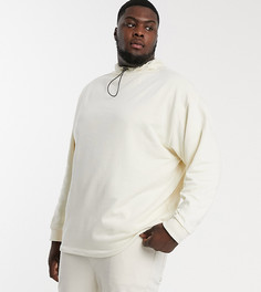Бежевый oversize-свитшот с затяжками ASOS DESIGN Plus