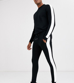 Черный спортивный костюм с полосками ASOS DESIGN Tall