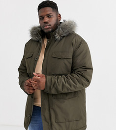 Парка цвета хаки с искусственным мехом ASOS DESIGN Plus-Зеленый