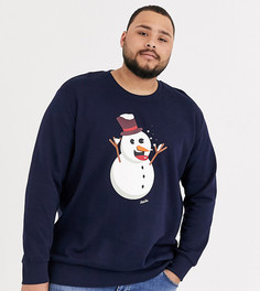 Темно-синий новогодний свитшот с принтом Санты Jack & Jones