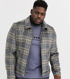Куртка Харрингтон в клетку с добавлением шерсти ASOS DESIGN Plus-Серый