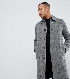 Черное фактурное пальто из ткани с добавлением шерсти ASOS DESIGN Tall-Серый