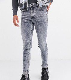Серые джинсы скинни с эффектом кислотной стирки ASOS DESIGN Tall-Серый