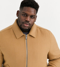 Бежевая куртка Харрингтон с добавлением шерсти ASOS DESIGN Plus-Светло-коричневый
