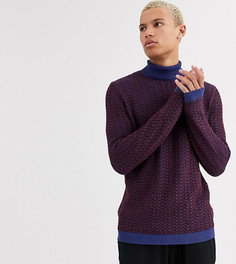 Обтягивающая водолазка в бордовую и синюю клетку ASOS DESIGN Tall-Красный