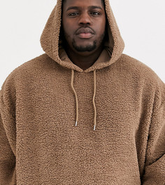 Oversized-худи из плюша коричневого цвета ASOS DESIGN Plus-Коричневый