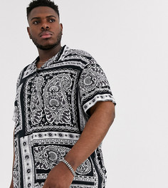Черная рубашка с короткими рукавами, отложным воротником и принтом пейсли Jack & Jones Originals-Черный