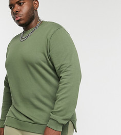 Свитшот цвета хаки с разрезами ASOS DESIGN Plus-Зеленый