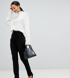 Брюки со складками и поясом оби ASOS DESIGN Tall-Черный