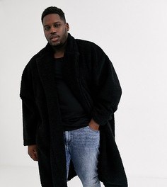Черное плюшевое oversized-пальто ASOS DESIGN Plus-Черный
