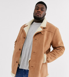 Светло-коричневная куртка из искусственной замши с плюшевой подкладкой ASOS DESIGN Plus-Светло-коричневый