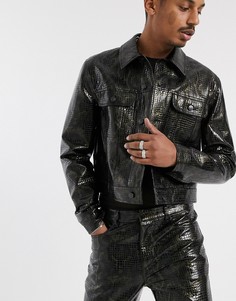 Черная короткая куртка от комплекта из винила с эффектом змеиной кожи ASOS EDITION-Черный