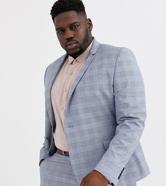 Синий приталенный пиджак в ломаную клетку ASOS DESIGN Plus