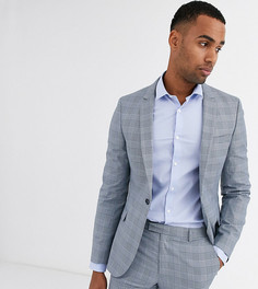 Голубой приталенный пиджак в ломаную клетку ASOS DESIGN Tall-Синий