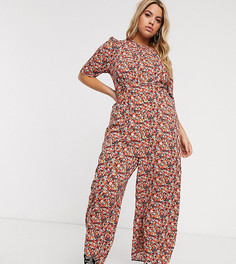 Комбинезон с пуговицами и цветочным принтом ASOS DESIGN Curve-Мульти